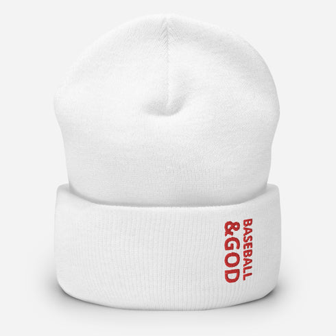 Baseball &God Crimson Cuffed Beanie